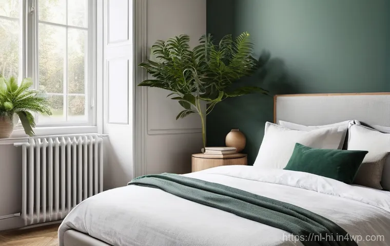 깔끔한 침대 만들기의 중요성 - **Prompt:** A young adult (20s-30s), gender-neutral, stands beside a neatly made bed in a sun-drench...