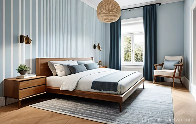 침실의 색상과 기분의 관계 - An uplifting and cheerful bedroom interior, radiating warmth and subtle energy. One accent wall, pre...